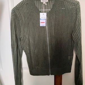 Ultra Flirt women’s zip up holey sweater- M - NWT